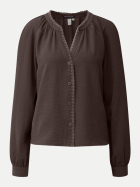 Q/S designed by Tunikabluse mit Spitze am Ausschnitt 8945-BROWN bei Robert Ley