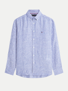 Tommy Hilfiger Leinenhemd mit Streifenmuster 0A4-BLUE bei Robert Ley