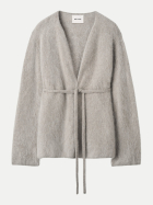 Soft Goat Gebürstete Kaschmir-Strickjacke mit Gürtel greige bei Robert Ley