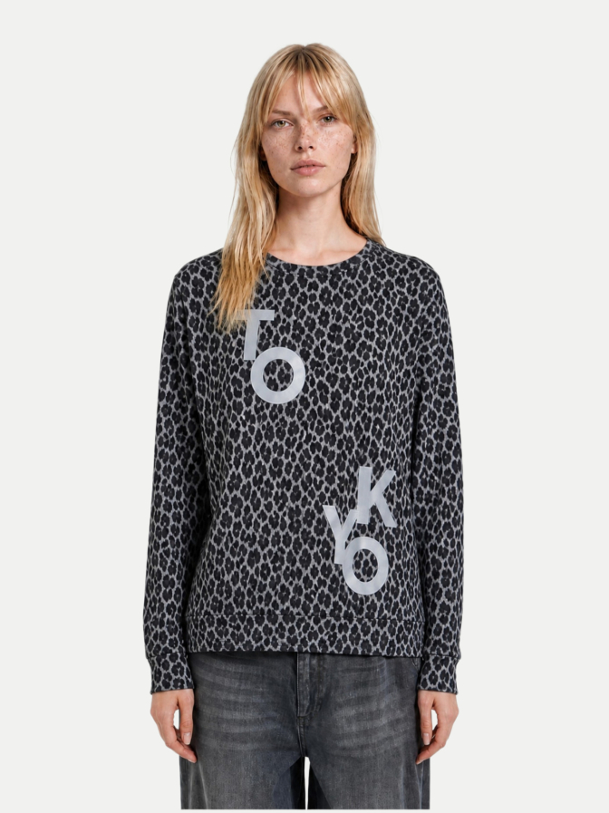 Smith & Soul Sweatshirt im Leo-Look mit Statement-Print bei Robert Ley