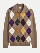 Gant Argyle Polopullover aus ultrafeiner Lambswool 283-LT BROWN MELANGE bei Robert Ley