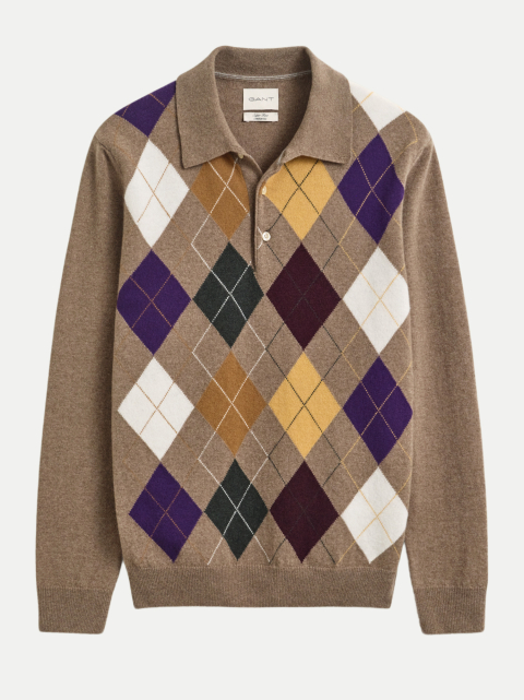 Gant Argyle Polopullover aus ultrafeiner Lambswool bei Robert Ley