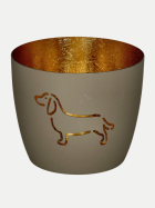 Giftcompany Madras Windlicht mit Motiv sandstone/gold-sandstone/gold Dackel bei Robert Ley