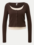 Q/S designed by Langarmshirt in 2-in-1 Optik 8945-BROWN bei Robert Ley