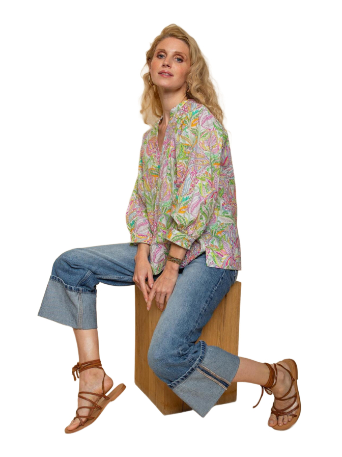 Emily Van Den Bergh Tunika Bluse mit Allover-Print bei Robert Ley