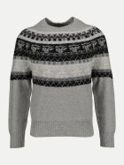 Officine Générale Strickpullover Manolo mit Fair-Isle-Muster grey/dkgrey/blk/ecru bei Robert Ley