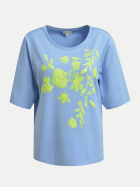 Milano Italy Kurzarm Shirt mit floralem Aufdruck 601-LIGHT BLUE bei Robert Ley