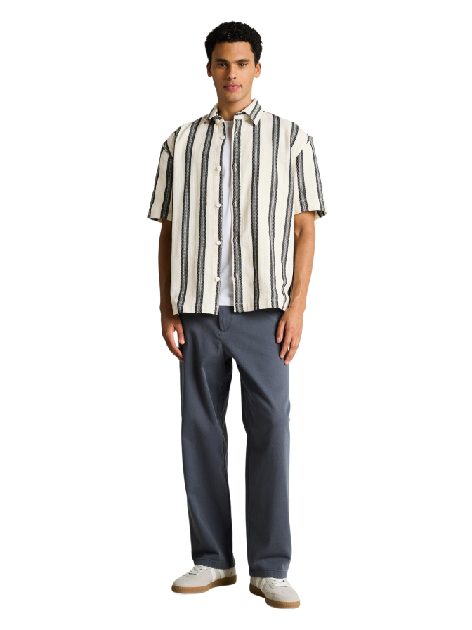 Tom Tailor Denim Loose- Fit Kurzarmhemd mit Streifenmuster bei Robert Ley