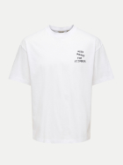 Only & Sons T-Shirt mit Schriftzug 209112001-Bright White/NEED MONEY FOR ST TROP bei Robert Ley