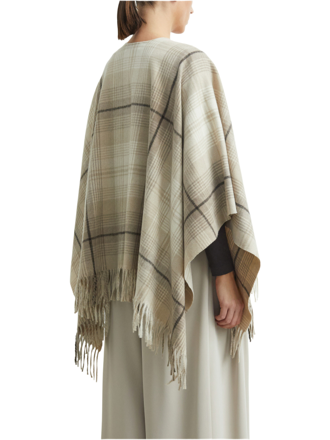 Comma Karierter Poncho mit Fransen bei Robert Ley