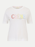 Cartoon T-Shirt mit Schriftzug 1945-Patch Cream/Rosé bei Robert Ley