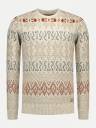 NZA New Zealand Auckland Strickpullover mit Allover-Print 1173-OATMEAL MELANGE bei Robert Ley