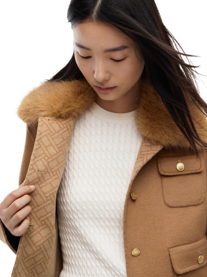 Tommy Hilfiger Wollblouson mit Kunstfellkragen bei Robert Ley