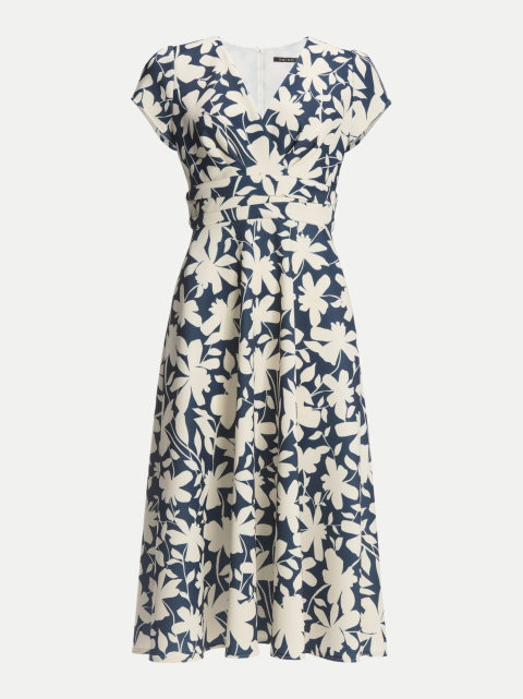 Swing Midi Kleid aus bedrucktem Scuba bei Robert Ley