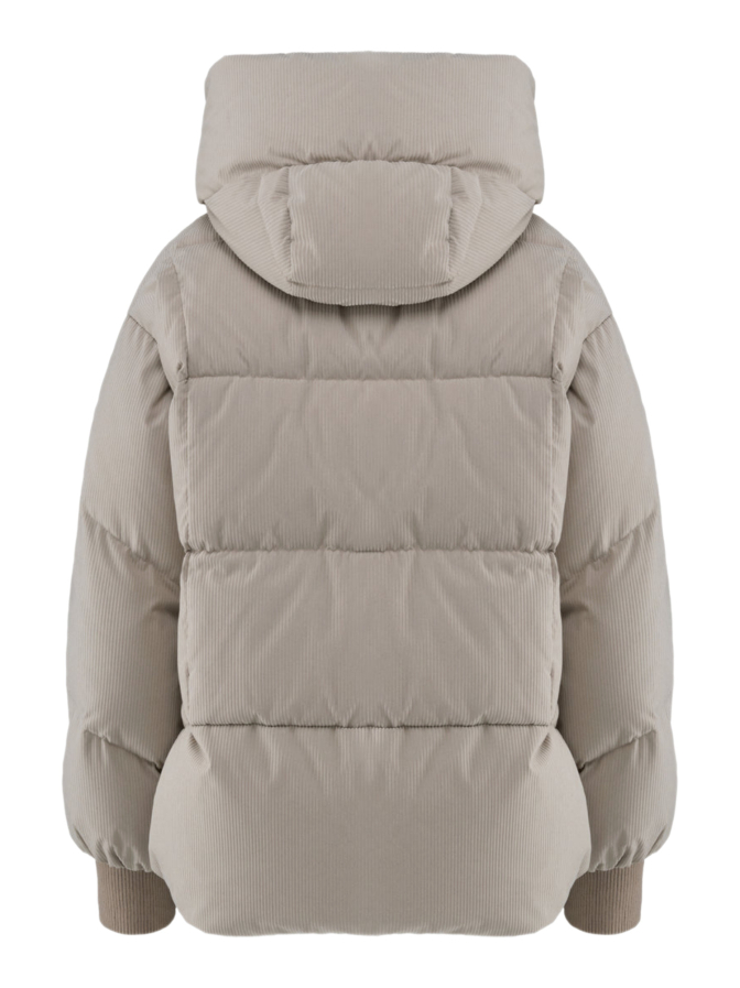 Bomboogie Kurze Daunenjacke in Samtoptik mit Streifenprint bei Robert Ley
