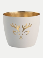 Giftcompany Windlicht Madras mit Motiv H: 8,5cm weiss/gold Rentier bei Robert Ley