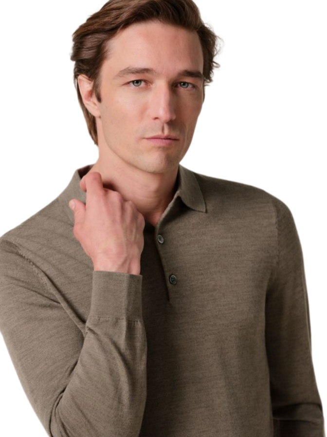 PROFUOMO Pullover mit Polokragen aus Merinowolle bei Robert Ley