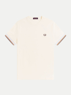 Fred Perry T-Shirt mit Kontrast-Bündchen 91b-ecru bei Robert Ley