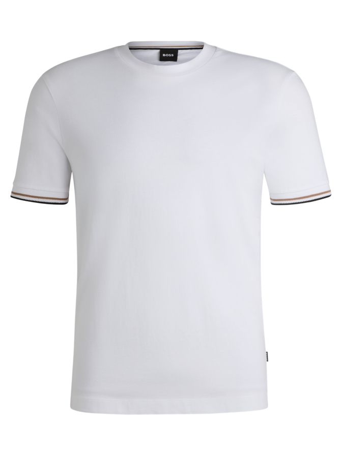 BOSS Black T-Shirt mit Signature-Streifen an den Bündchen bei Robert Ley