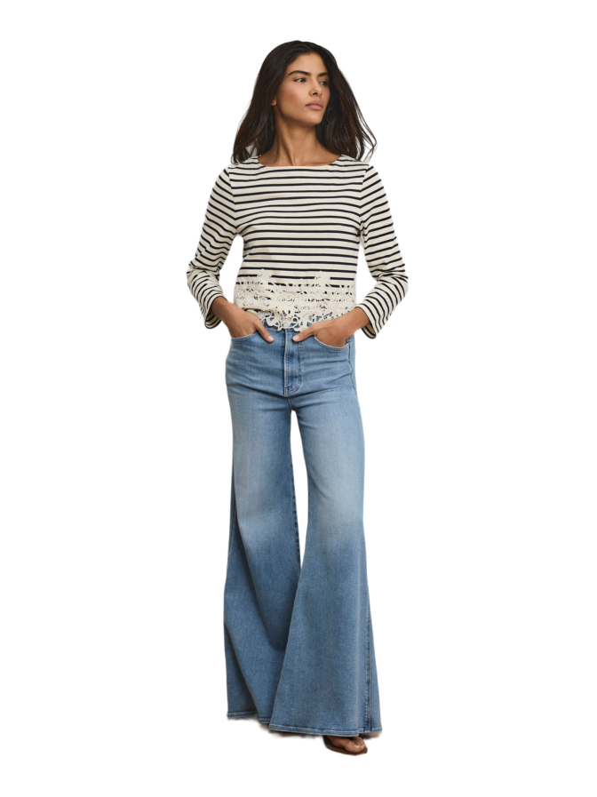 Veronica Beard Gestreiftes T-Shirt mit Spitze bei Robert Ley