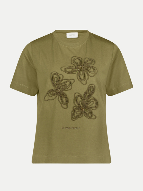 Cartoon T-Shirt mit Floral-Stickerei bei Robert Ley