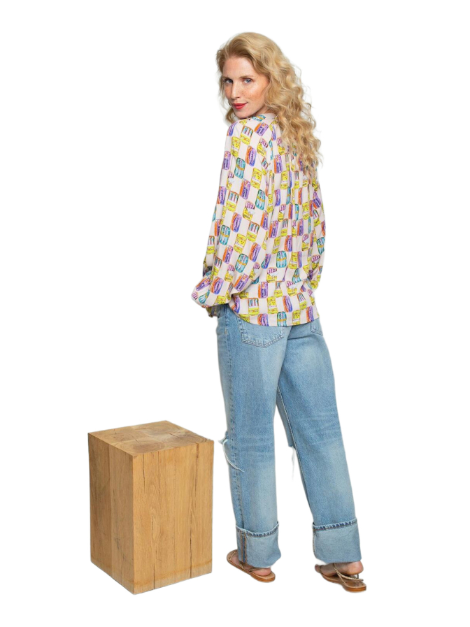 Emily Van Den Bergh Bluse mit Sardinenbüchsen Print bei Robert Ley