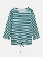 Tom Tailor Casual Langarmshirt mit Knopf-Details 40016-mint green regular stripe bei Robert Ley