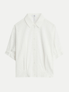 Cinque Kurzarm Bluse CITERNI mit Lochstickerei 02-weiSS bei Robert Ley