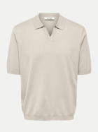 Only & Sons Gestricktes Poloshirt 261395-Silver Lining bei Robert Ley