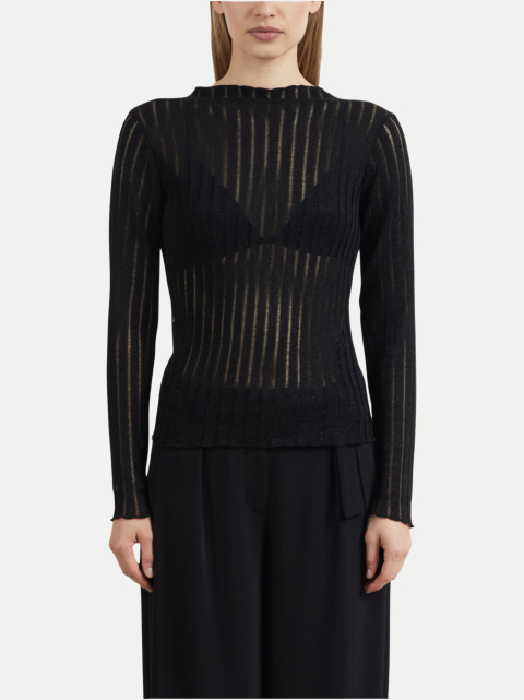 Comma Langarmshirt mit Glitzergarn und Rippstruktur bei Robert Ley