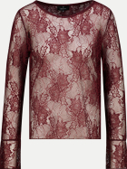 Monari Langarmshirt mit transparenter Spitze 316-dark bordeaux bei Robert Ley