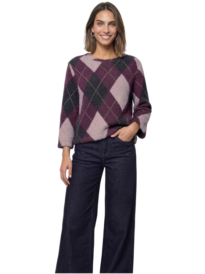 Street One Pullover mit 3/4 Arm und Argylemuster bei Robert Ley