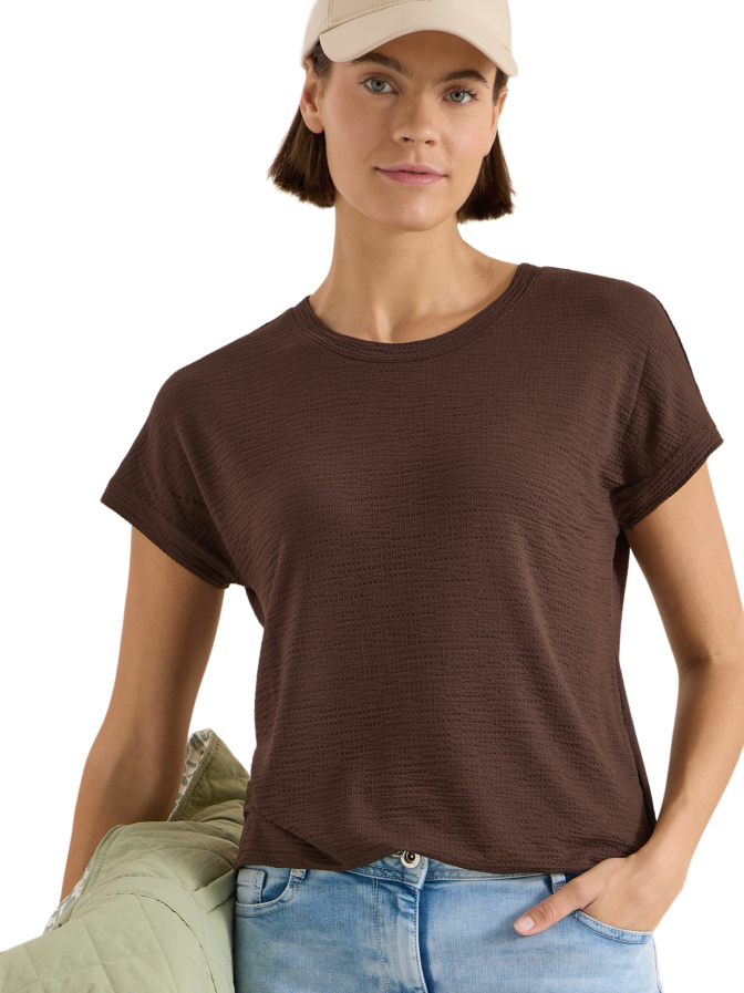 Cecil T-Shirt mit Rundhals und Struktur bei Robert Ley