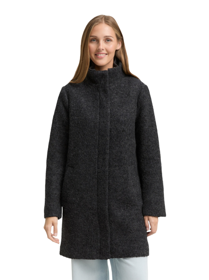 Tom Tailor Denim Bouclé Wollmantel mit Stehkragen bei Robert Ley