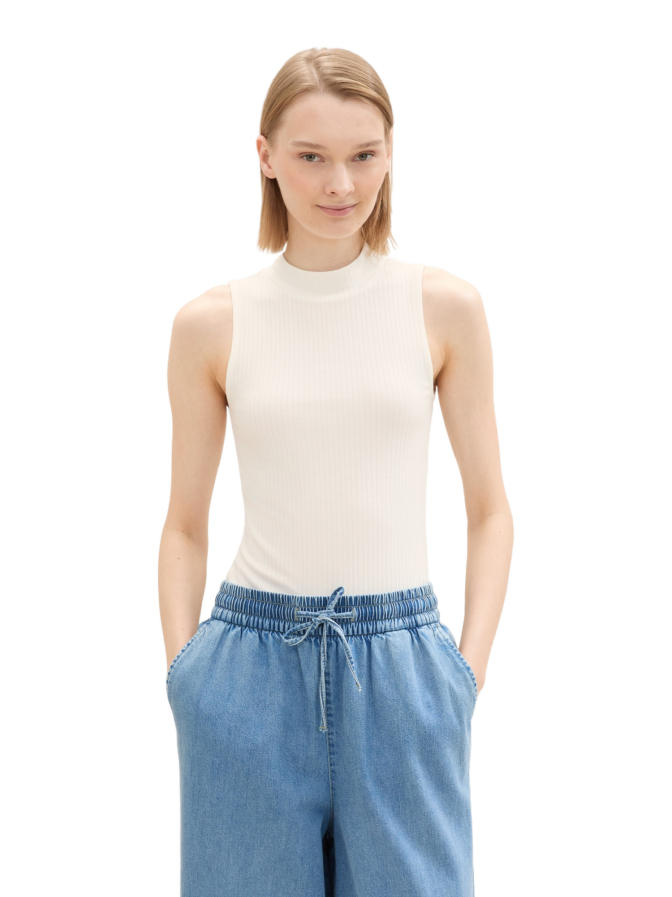 Tom Tailor Denim Ripp-Top mit Stehkragen bei Robert Ley