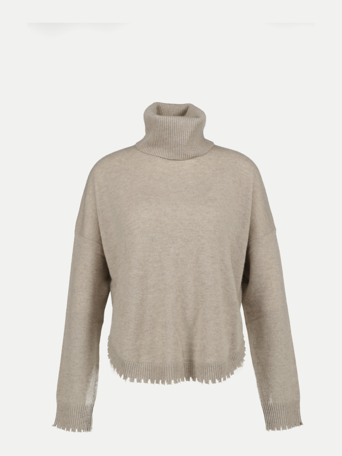 Robert Ley Rollkragenpullover mit Mausezähnchen-Bund bei Robert Ley