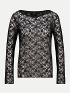 Monari Langarmshirt mit transparenter Spitze 999-schwarz bei Robert Ley