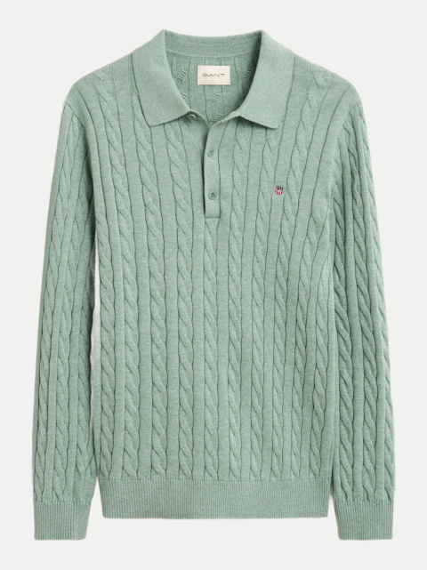 Gant Zopfstrickpullover mit Polo-Kragen bei Robert Ley