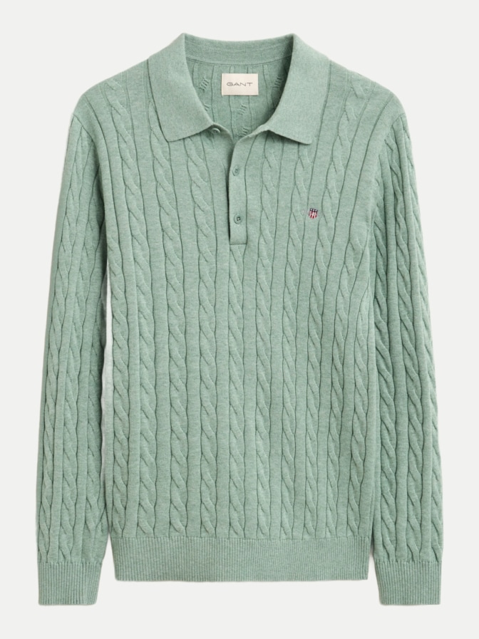 Gant Zopfstrickpullover mit Polo-Kragen bei Robert Ley
