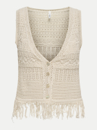 ONLY Strick Weste 234755001-Ecru/BLACK / TOASTED COCONUT bei Robert Ley