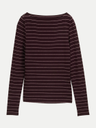 Tom Tailor Denim Langarmshirt mit U-Boot-Ausschnitt 40787-plum pink small stripe bei Robert Ley