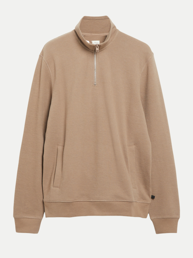 s.Oliver RED LABEL Troyer-Sweatshirt mit Waffelstruktur bei Robert Ley
