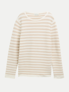 Tom Tailor Casual Strickpullover mit Streifenmuster 39421-sand stone offwhite stripe bei Robert Ley