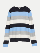 Tom Tailor Casual Gestreifter Strickpullover 39424-fjord blue grey stripe bei Robert Ley