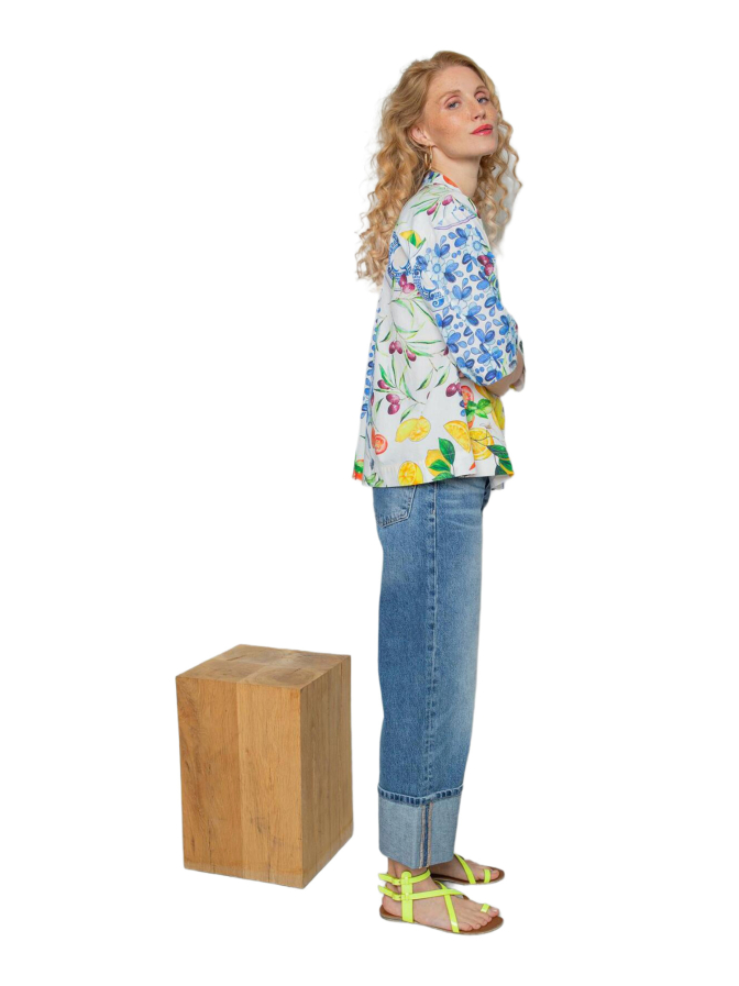 Emily Van Den Bergh Hemdbluse mit mediterranem Muster bei Robert Ley