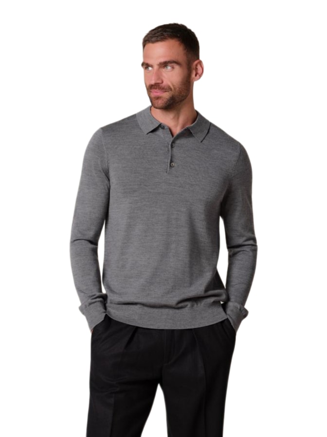PROFUOMO Pullover mit Polokragen aus Merinowolle bei Robert Ley