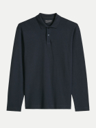 Marc O'Polo Langarm-Poloshirt aus Baumwoll-Leinen-Mix 4131-Dark Navy bei Robert Ley