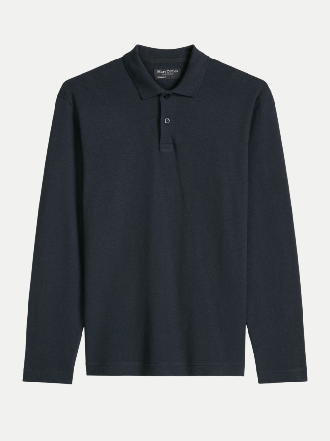 Marc O'Polo Langarm-Poloshirt aus Baumwoll-Leinen-Mix bei Robert Ley