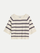 Marc O'Polo DENIM Kurzarm-Pullover Gestreift 1257-Offwhite_Multi_01 bei Robert Ley