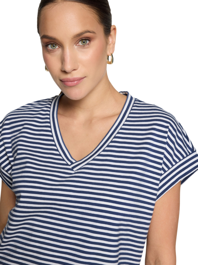 Zero Gestreiftes T-Shirt mit V-Ausschnitt bei Robert Ley